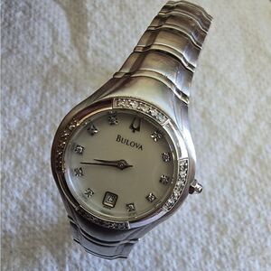 Bulova Silver Timepiece with Diamond Accents